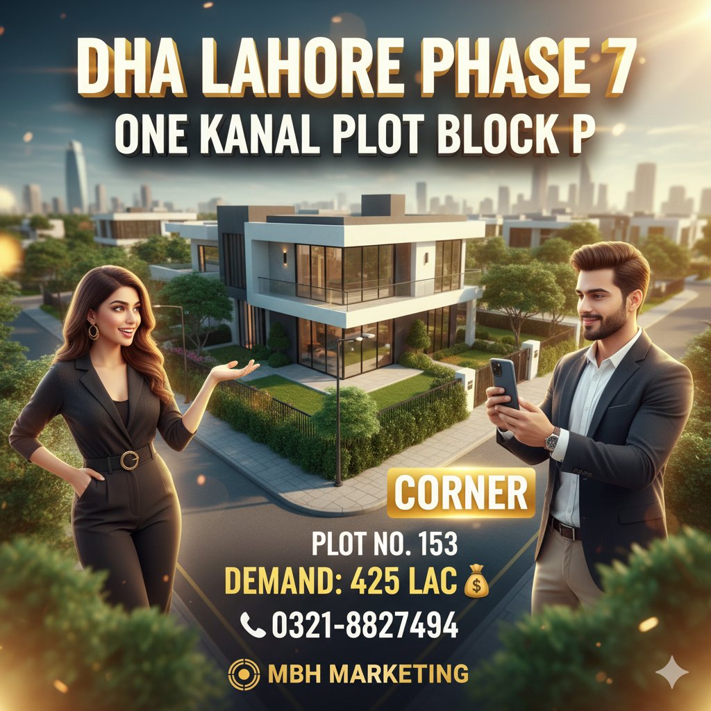 mbhmarkeeting's tweet image. Discover premium living in DHA Lahore Phase 7!
A 1 Kanal Corner Plot located Block p, location, and long-term value with MBH Marketing,
📍 Prime Corner Location
💰 Demand: 425 Lac

#DHALahore #Phase7 #CornerPlot #LuxuryLiving #DHAProperty #LahoreRealEstate #MBHMarketing