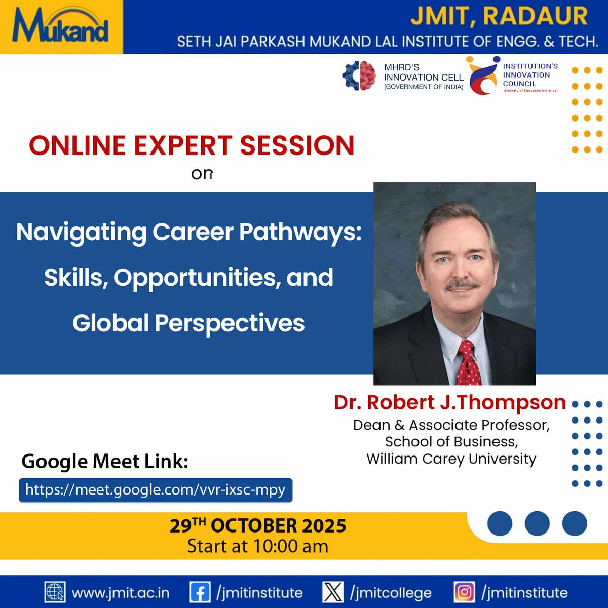 Honored to be invited by Dr. Vikram Singh Waraich to speak virtually with the students and faculty of Seth Jai Parkash Mukand Lal Institute of Engineering and Technology in India. Shukriya for the opportunity!