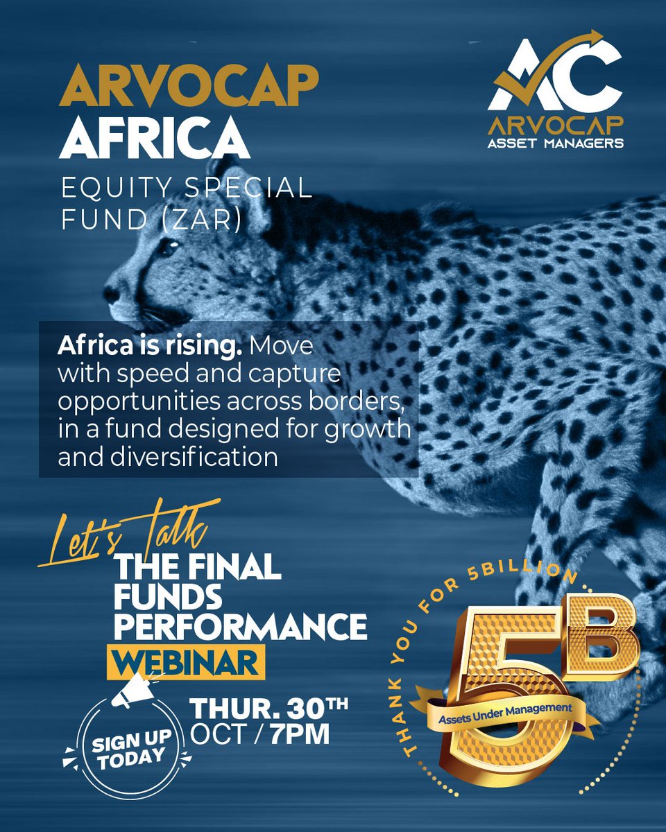 ArvoCap's tweet image. 𝗪𝗵𝗶𝗰𝗵 𝗔𝗿𝘃𝗼𝗰𝗮𝗽 𝗙𝘂𝗻𝗱 𝗱𝗼 𝘆𝗼𝘂 𝘄𝗮𝗻𝘁 𝘁𝗼 𝗸𝗻𝗼𝘄 𝗺𝗼𝗿𝗲 𝗮𝗯𝗼𝘂𝘁?

𝗔𝗙𝗥𝗜𝗖𝗔 𝗘𝗤𝗨𝗜𝗧𝗬 𝗙𝗨𝗡𝗗 (ZAR)
Have you held aspirations to invest in African giants like MTN, Airtel Africa, FirstRand, Sonatel Group, or leading mining companies like…