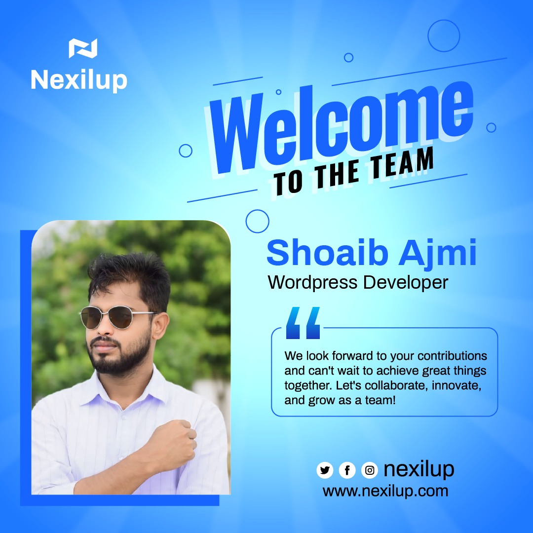 nexilup's tweet image. 𝙒𝙚𝙡𝙘𝙤𝙢𝙚 𝙩𝙤 𝙩𝙝𝙚 𝙉𝙚𝙭𝙞𝙡𝙪𝙥 𝙁𝙖𝙢𝙞𝙡𝙮, 𝙎𝙝𝙤𝙖𝙞𝙗 𝘼𝙟𝙢𝙞!
Excited to have 𝗦𝗵𝗼𝗮𝗶𝗯 join our growing team as a 𝗪𝗼𝗿𝗱𝗣𝗿𝗲𝘀𝘀 𝗗𝗲𝘃𝗲𝗹𝗼𝗽𝗲𝗿.
Together, we’ll craft websites that inspire and perform. 
#Nexilup #WelcomeToTheTeam #WordPressDeveloper