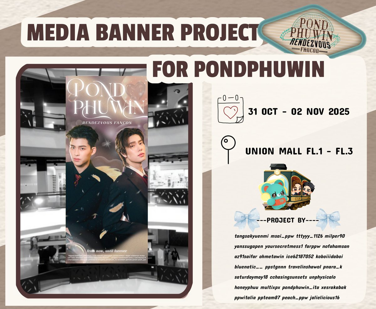 ppnaravit_home's tweet image. Special Project for @ppnaravit & @phuwintang 🧡🤍 In #PondPhuwinFancon 
3️⃣ LED Core Display with @PhuwinOfficial 
📆 Date : 27 OCT 2025 - 2 NOV 2025
📍G Floor, Union Mall
4️⃣ MEDIA BANNER PROJECT 
📆 31 OCT 2025 - 2 NOV 2025
📍 Union Mall Fl.1 - Fl.3
#ppnaravit 
#ปอนด์ภูวินทร์