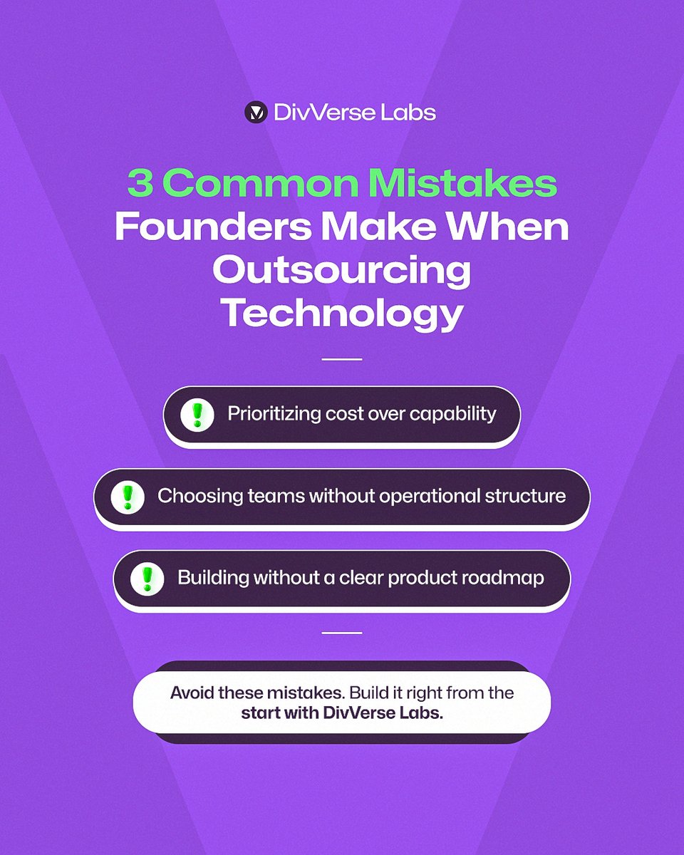 divverselabs's tweet image. Outsourcing can accelerate your product, if done right.
Too many founders fall into the same traps: chasing cheap labor, vague project scopes, and misaligned expectations.
We custom-build remote software and AI teams across Africa that deliver clarity, speed, and accountability…