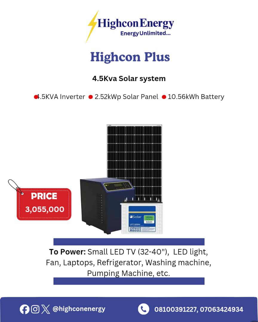coolhighcon's tweet photo. Tap to explore our packages and enjoy Energy Unlimited with Highcon Energy 💡
📞 08100391227 | 07063424934
Follow 👉 @highconenergy 

#HighconEnergy #GoSolarToday #EnergyUnlimited #SolarNigeria #NoMoreBlackouts #CleanEnergy https://t.co/80bUqk8nfP
