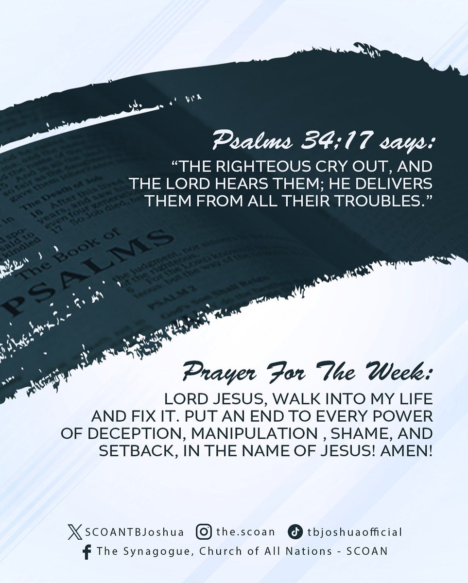 Prayer for the week

Lord Jesus, walk into my life and fix it. Put an end to every power of deception, manipulation , shame, and setback, in the name of Jesus! Amen!

#prayerfortheweek