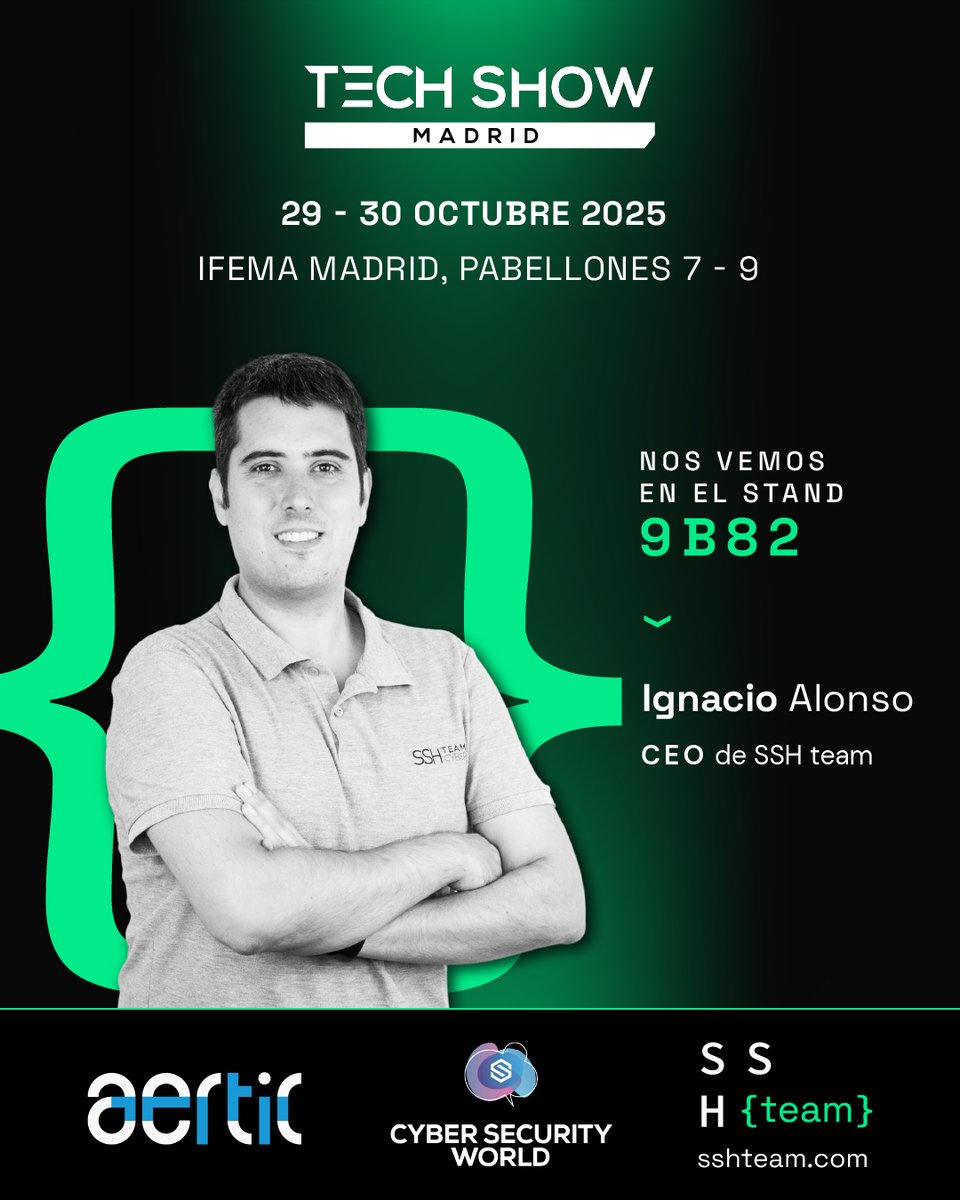 ¡Nos vemos en el Cyber Security World Madrid! 🚀

📍 IFEMA | 29 y 30 de octubre | Stand 9B82

Ven a conocernos, descubrir lo que estamos preparando y hablar sobre cómo proteger la continuidad de las empresas.

#TECHSHOWMADRID #CybersecurityWorld