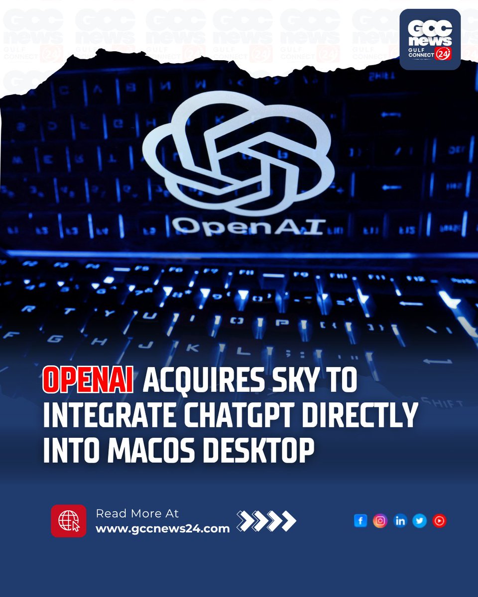 gccn24's tweet image. OpenAI acquires Sky, a Mac AI assistant that understands your screen and  helps with tasks seamlessly. Big step for AI on Mac! 
.
Read more: gccnews24.com/openai-acquire… 
.
#OpenAI #SkyAI #MacOS #AIassistant