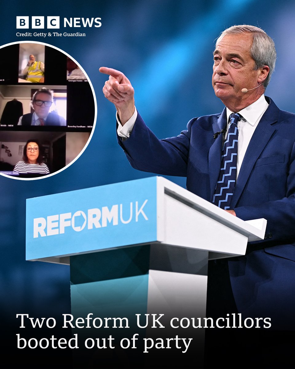 BBCRadioKent's tweet image. Two suspended Reform UK Kent county councillors have been expelled from the party for bringing it into "disrepute".
 
More here: bbc.in/3Lvbs75