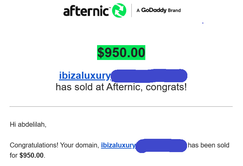 Sold!

Hand-registered in the morning, made outbound emails, and secured the sale in the evening.

Sorry, can't share the name

Thank you, <a href="/KehelAyyoub/">Ayoub Kehel</a>, for your efforts and everything you share with us!

#Domains