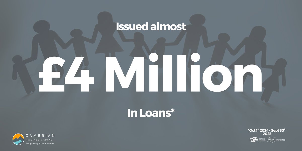 💚 Together we’re making a difference across Wales! From Oct 2024–Sep 2025, Cambrian Credit Union issued almost £4 million in loans — helping members reach goals, ease pressures &amp; build brighter futures. People helping people, that’s the Cambrian way. 🌱