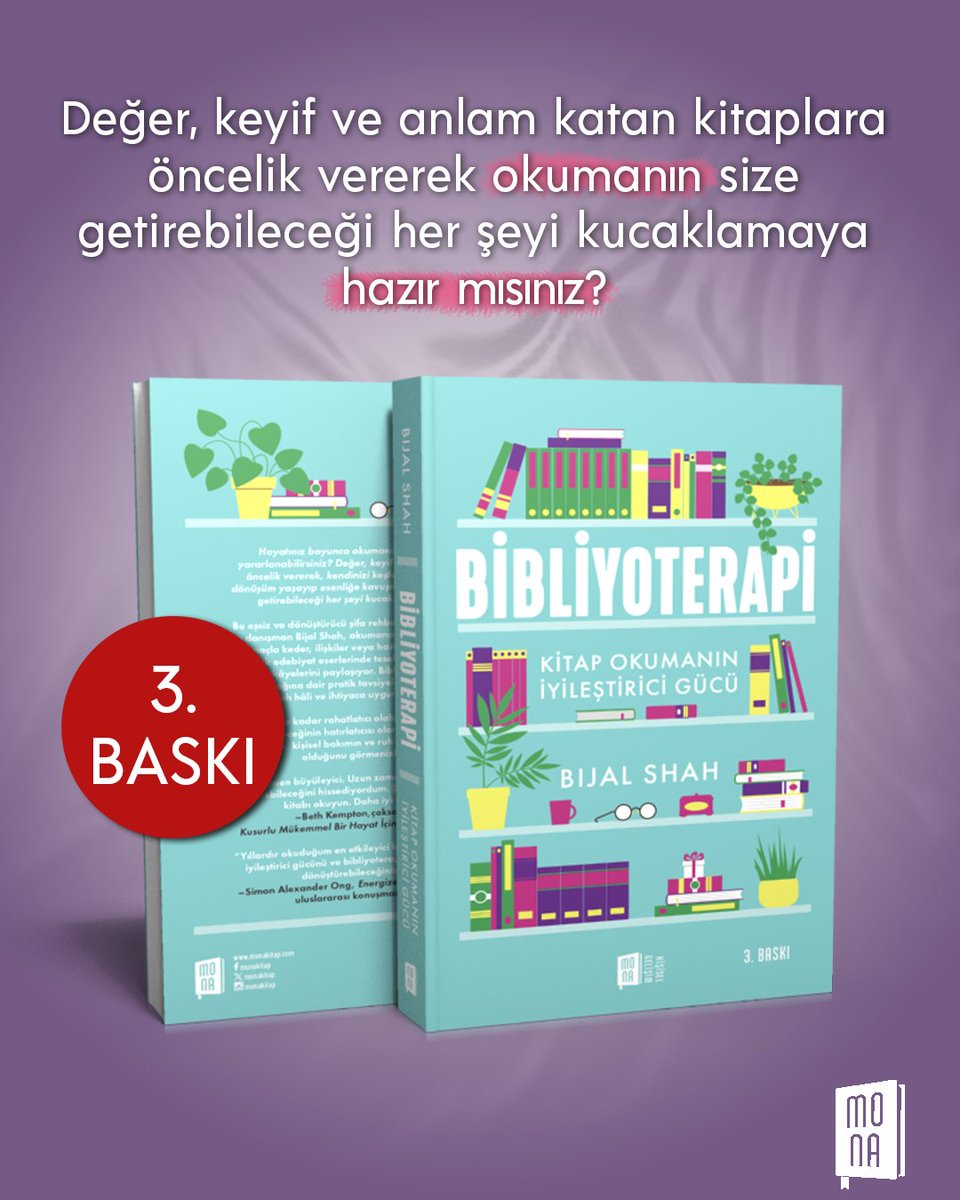 Kitap okumanın iyileştirici gücünü keşfetmeye hazır mısınız? 🤩

Bijal Shah'ın kaleminden "Bibliyoterapi", 3. baskısıyla tekrar raflarda! 📚

#MonaKitap #Bibliyoterapi #TekrarBaskı