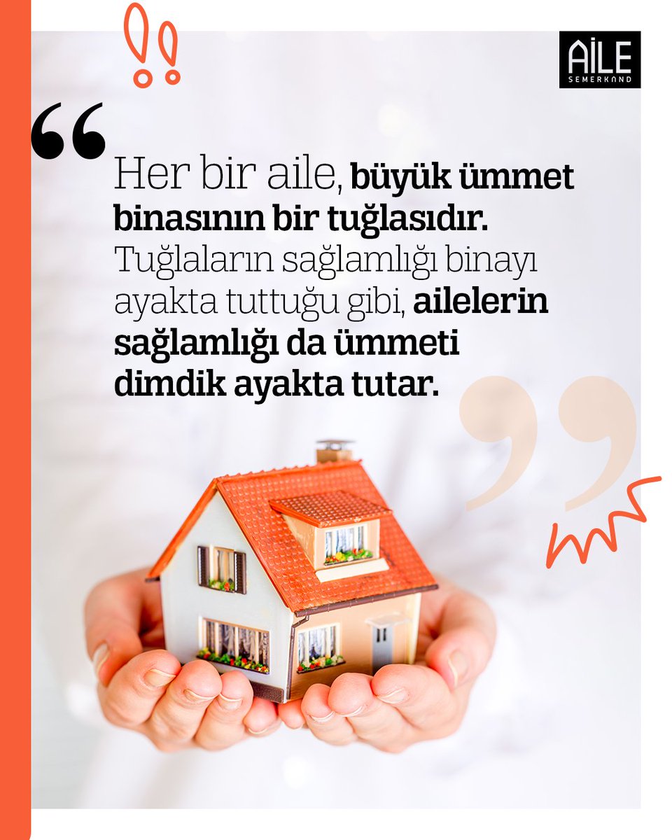 "Her bir aile, büyük ümmet binasının bir tuğlasıdır. Tuğlaların sağlamlığı binayı ayakta tuttuğu gibi, ailelerin sağlamlığı da ümmeti dimdik ayakta tutar."

Semerkand Aile, Ekim 2025

#semerkandaile #ailedergi #semerkand #dergimveben