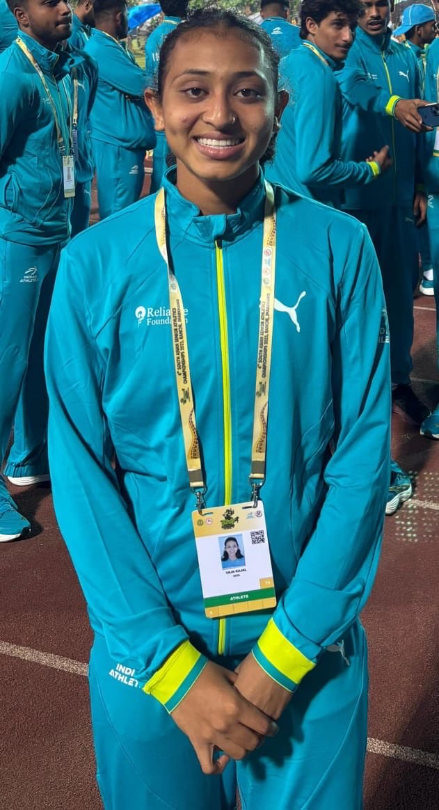 rajeshchudasma's tweet image. જૂનાગઢ જિલ્લાના ચોરવાડ ગામની ગૌરવવંતી દીકરી કાજલ હીરાભાઈ વાજાને ટીમ ઈન્ડિયામાં સિલેક્ટ થવા બદલ ખૂબ ખૂબ અભિનંદન!

૪૦મી જુનિયર નેશનલ એથ્લેટિક્સ ચેમ્પિયનશીપમાં ૧૦૦ મીટરમાં સિલ્વર મેડલ અને ૨૦૦ મીટરમાં બ્રોન્ઝ મેડલના શાનદાર પ્રદર્શન બાદ, રાંચી (ઝારખંડ) ખાતે યોજાનારી 4થી &quot;સાઉથ એશિયન…