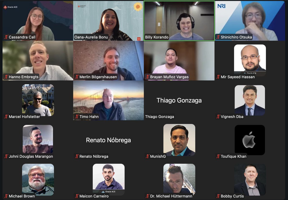 oracleace's tweet image. Thank you to everyone who joined our "October Product Overview: To Java 25 and Beyond" session on Friday! 🚀
Special thanks to our speaker, @BillyKorando, Java Developer Advocate, for his insights and to our amazing Oracle ACEs for attending and engaging with us.