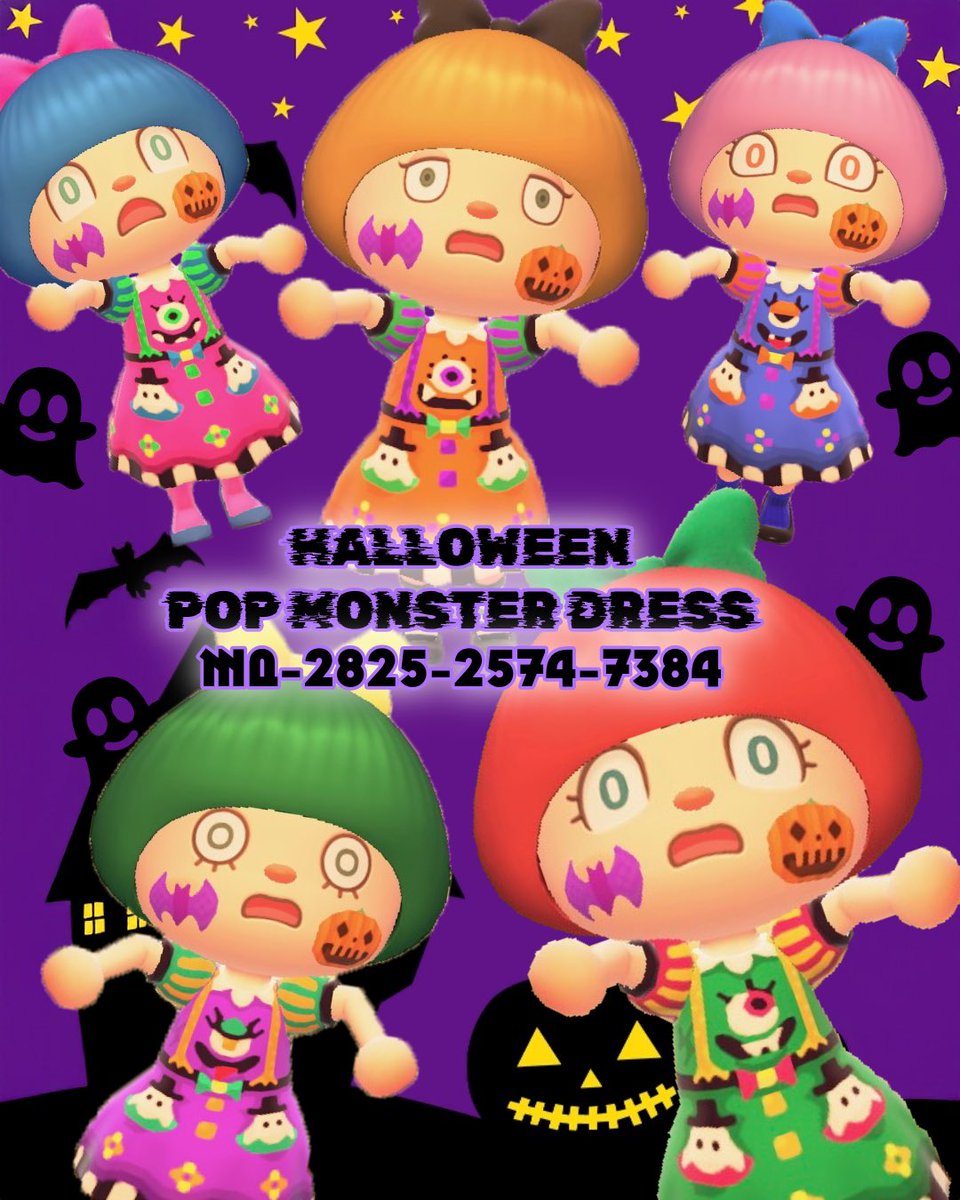 今年もハロウィン用のワンピ作りました💕
今年はカラフルな5匹のポップモンスターが大暴れ🤭👻🎃

それぞれ目と口の形が違うのでお好みのモンスターを選んでみてね🤭✨

動画もアップしたよぜひみてみてね💕
▶︎ youtube.com/shorts/qnnd1IE…

#マイデザ
#あつ森
#ポケ森
#acnh
#acpc