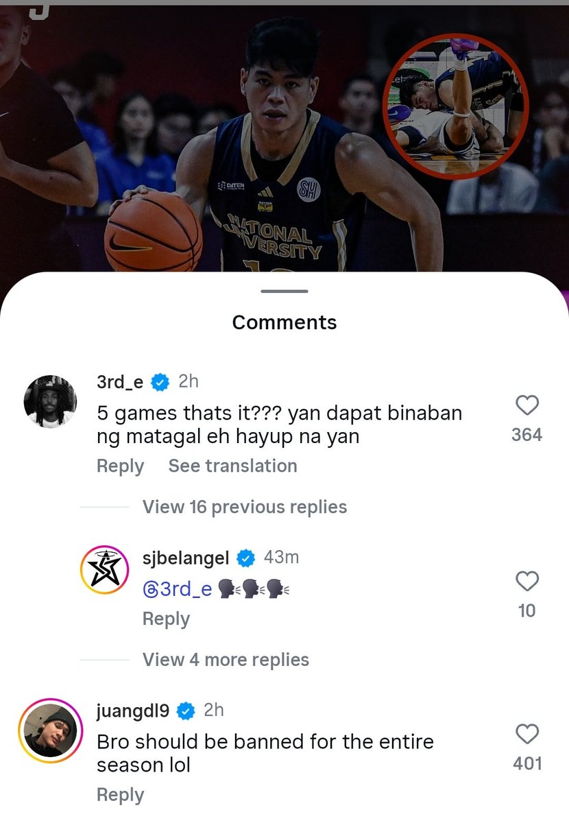 gelo santiago deserves to be suspended, not just for round 2, but for THE entire season. 

ANO NAAAA <a href="/uaap_official/">The UAAP</a>?!!