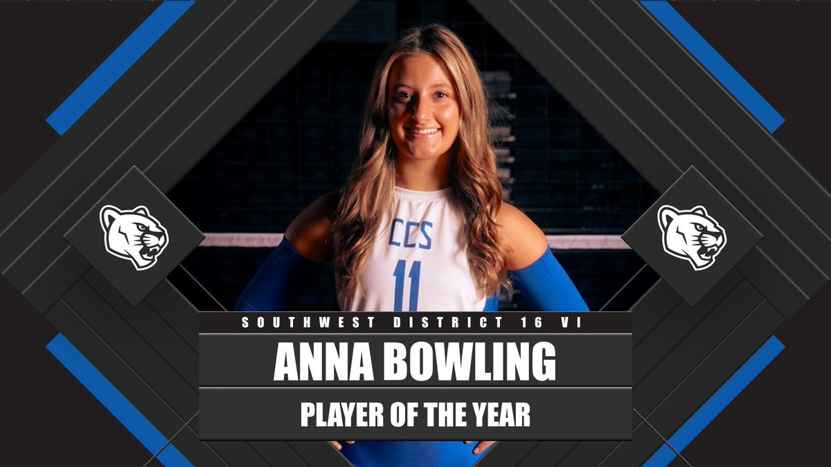 CCS_VB's tweet image. Congratulations Anna Bowling for receiving SW District 16 DVI Player of the Year! 🎉🏐