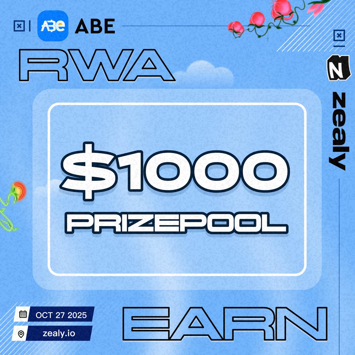Zealy campaign is ongoing 🔥

🚀 Uptober $1000 USDT Giveaway 
Come vibe with ABE DAO in web3👾

🔗 Join Now: zealy.io/cw/abedao/invi…

🔥 Event Period: OCT 27  – NOV 10 10AM (UTC）
💰 Prize Pool: 1000 USDT for Top50 winner on the leaderboard!

Reward will be airdropped, join