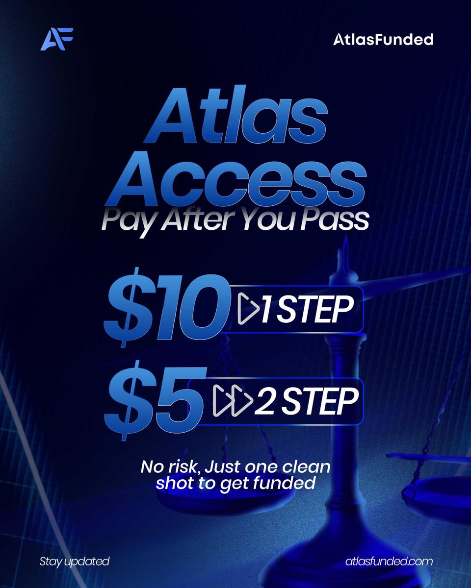 No risk. One clean shot. 🚀

Get funded with Atlas Access — Pay only if you pass.  

$10 - 1 Step Evaluation 
$5 - 2 Step Evaluation

Fair funding. Real results. Fail the eval? You owe nothing. 💯  

Get Funded ➡️ checkout.atlasfunded.com/ref/1931/