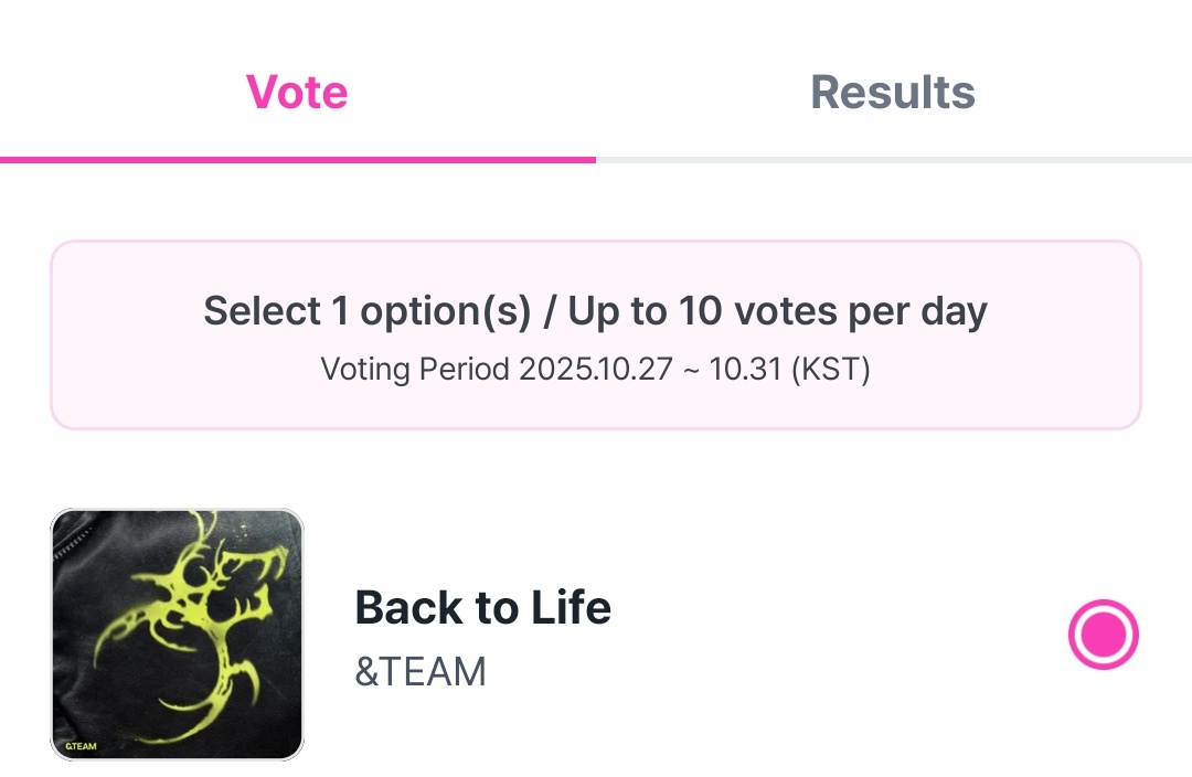 andTEAMvotingFB's tweet photo. 📢 Back to Life is now available on pre-vote LiNC app, please Luné vote‼️

✅ 1 vote = 30 fan points or 8 gems (paid)
✅ Up to 10 votes per account per day (= 300 fan points or 80 gems)

🗳 Voting period: 10/27 – 10/31 23:59 KST 

#andTEAM #앤팀 https://t.co/a5KSP01cTx