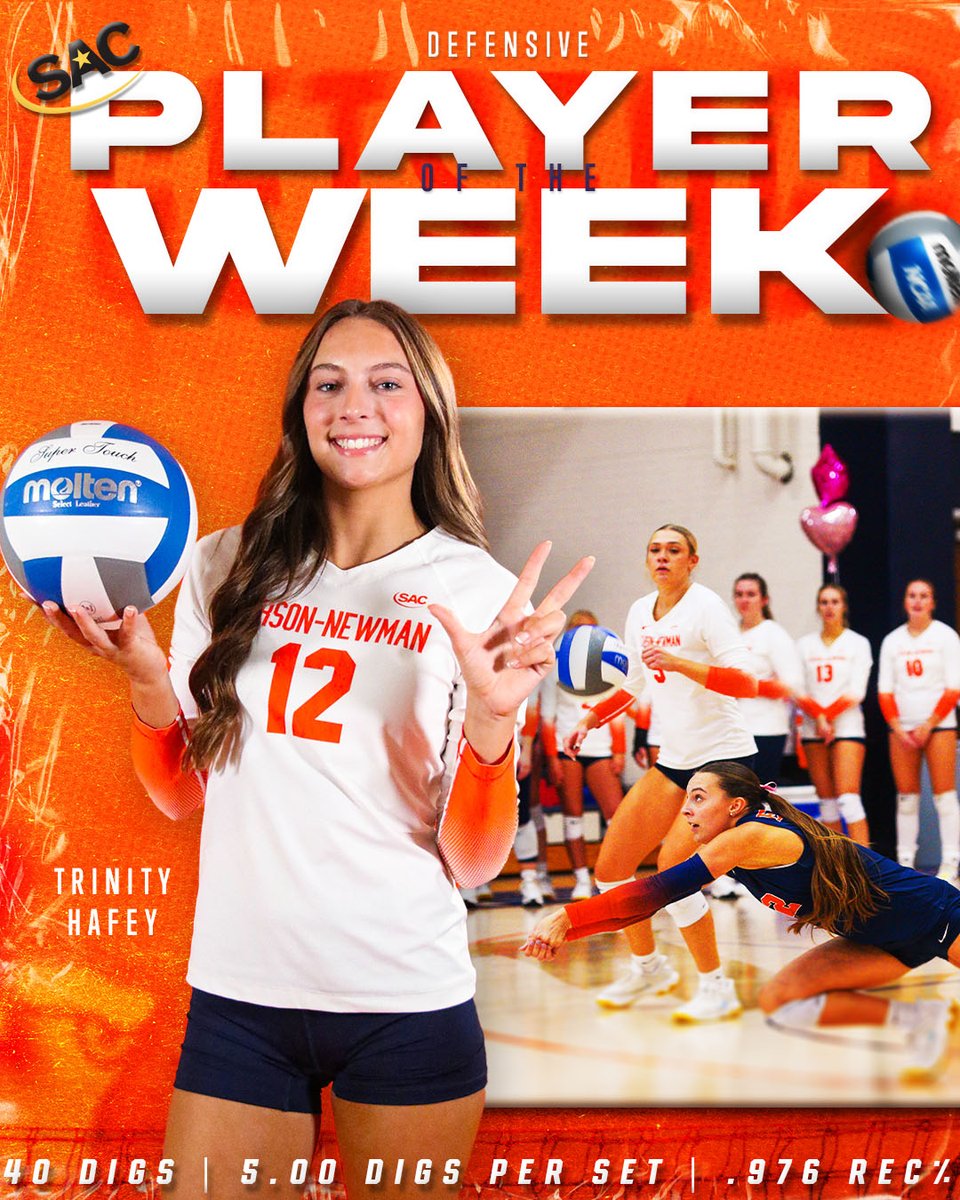 CN_Eagles's tweet photo. Hafey the hero‼️💫

🏐40 digs
🏐5⃣ digs per set
🏐.976 reception %

A well earned award from the captain🫡

📝https://t.co/LqDaJ4kELz

#TalonsUp x @CarsonNewmanVB x @SAC_Athletics https://t.co/Wkw7pbQ1rV