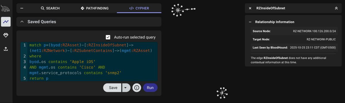 hdmoore's tweet image. Just like chocolate and peanut butter, runZero and BloodHound are an amazing combination. Today we are introducing runZeroHound - an open source toolkit for bringing runZero Asset Inventory data into BloodHound attack graphs: runzero.com/blog/introduci…