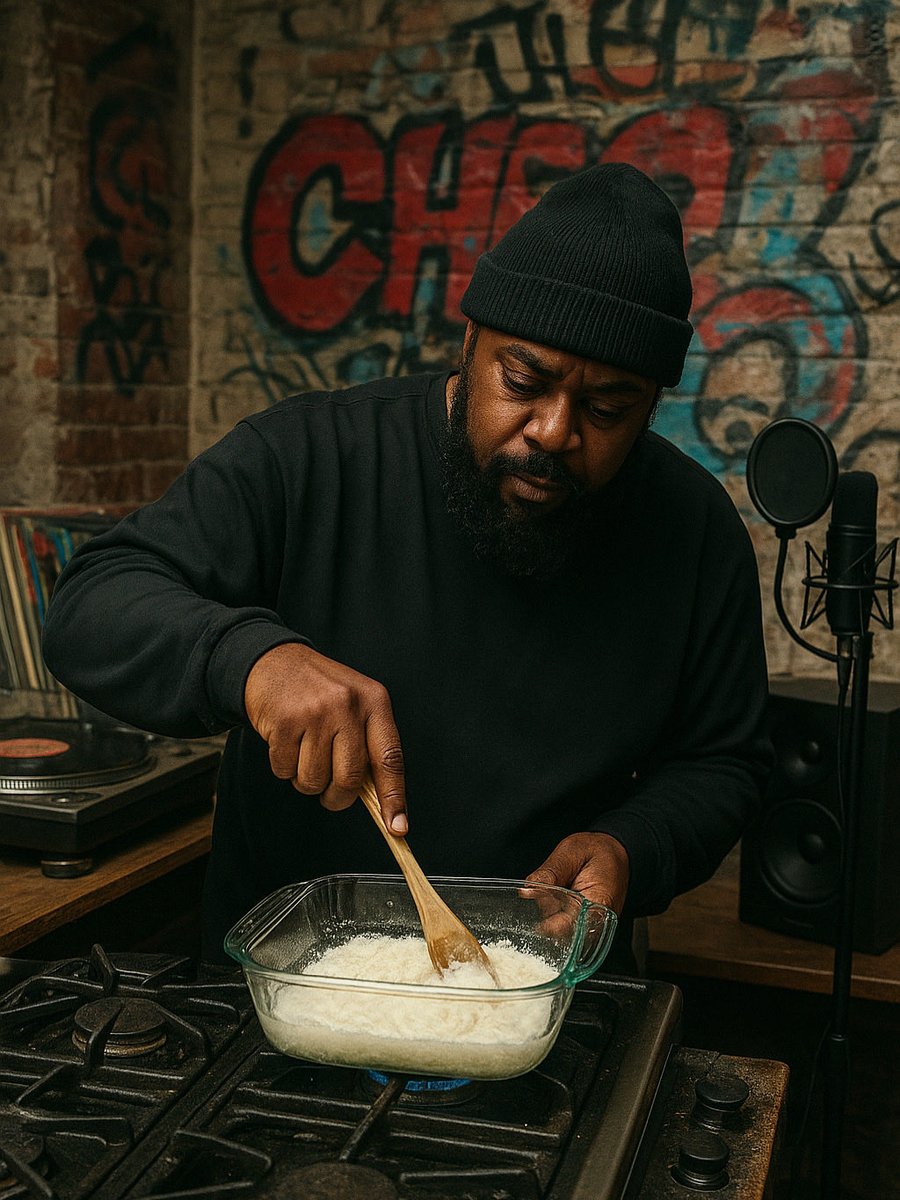 DuckDownMusic's tweet photo. 🧑🏾‍🍳 Pyrex Pot Sean (as imagined by AI) 

@SeanPrice #seanprice #bootcampclik #duckdownmusic #brooklyn #hiphop #nyc https://t.co/acT7VaJMRK