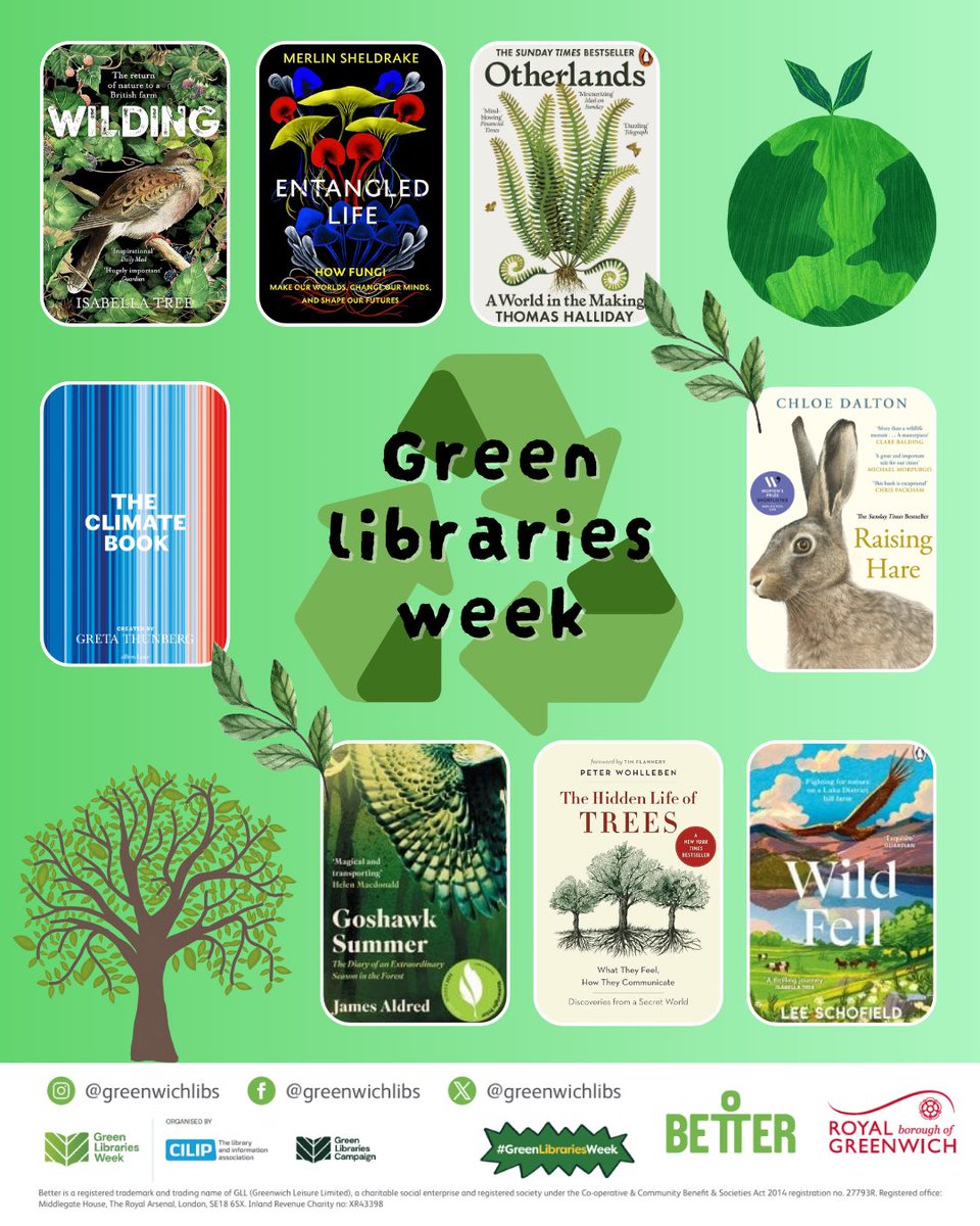 GreenwichLibs's tweet photo. This #GreenLibrariesWeek we’re highlighting books that address environmental needs and action, aiming to raise awareness of the climate crisis. ♻️ Use your #Greenwich #Library card + PIN to reserve here: https://t.co/iuLCoHYkf6 to collect at your chosen library, or use #Libby! 📚 https://t.co/Hq2IgsPnUi