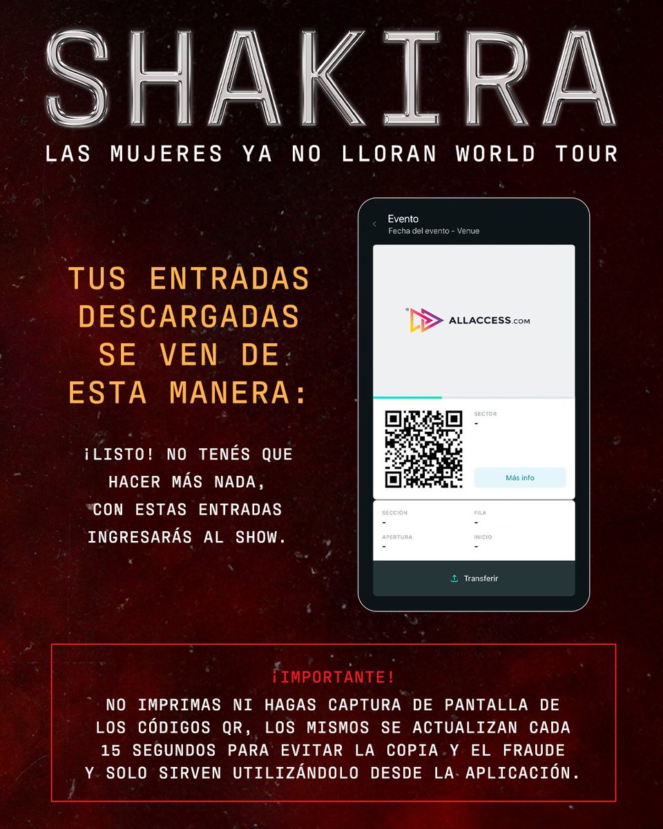 Lo que debes saber para tener tus entradas digitales para el Concierto de 𝐒𝐇𝐀𝐊𝐈𝐑𝐀 en 🇵🇾

🏟️ Estadio ueno La Nueva Olla
🗓️ 28 AGOTADO y 29 de noviembre - ÚLTIMAS ENTRADAS🔥 en <a href="/allaccesspy/">All Access Paraguay</a> por medio de la web 👉 bit.ly/ShakiraPy