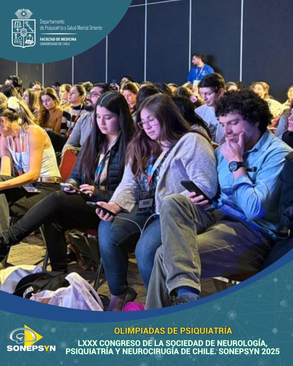 ¡Orgullo total! 🥉
Nuestros residentes del Programa de Psiquiatría obtuvieron el 3° lugar en las Olimpiadas de Psiquiatría de <a href="/SonepsynChile/">Sonepsyn Chile</a> 2025.

Felicitamos a las Dras Javiera Salgado, Anastasia Aguilera y al Dr. Andrés Sáenz por su destacado desempeño y compromiso académico.