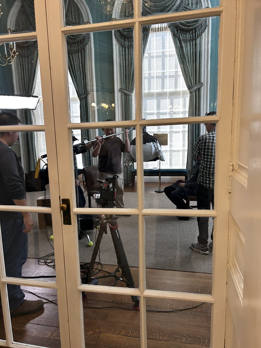 .<a href="/NYCMayor/">Mayor Eric Adams</a> is recording an interview with Ziwe today at City Hall (they’re setting up in the governor’s room which has a glass door) 

The mayor saw Ziwe a few weeks ago at a press conference and he said he’d go on with her