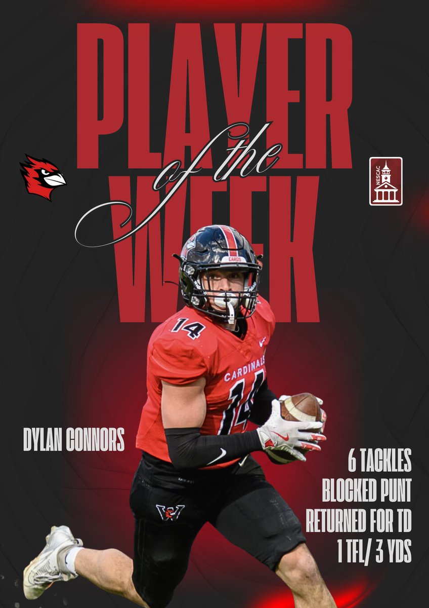 Wes_Football's tweet image. Congratulations to Dylan Connors for earning Special Teams player of the week!

#RollCards