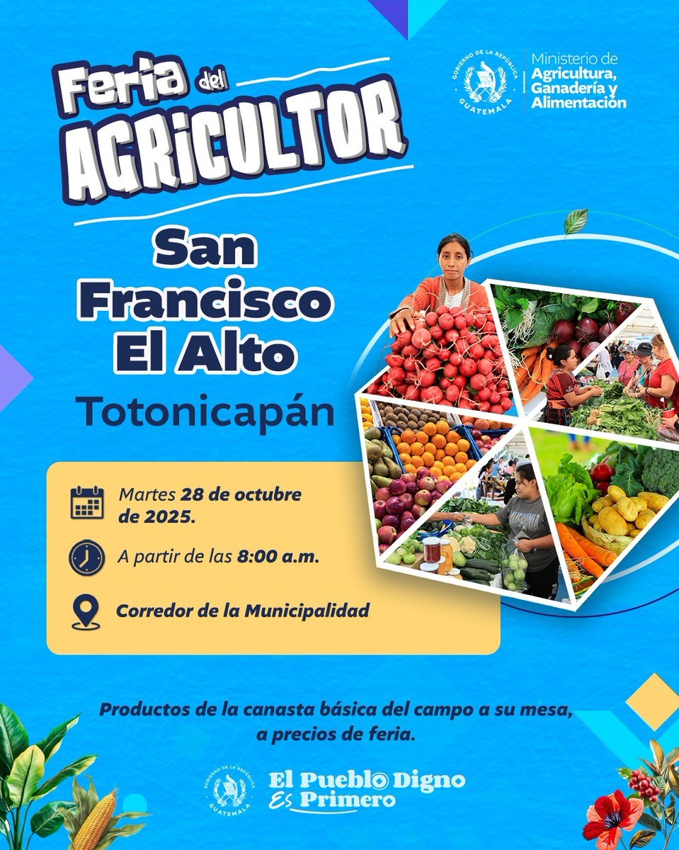 #DepartamentalesTGW | 🍍🥑 EL <a href="/MagaGuatemala/">MAGA Guatemala</a> realizará la #FeriaDelAgricultor en varios municipios del departamento de Totonicapán. Conozca las fechas y ubicaciones.