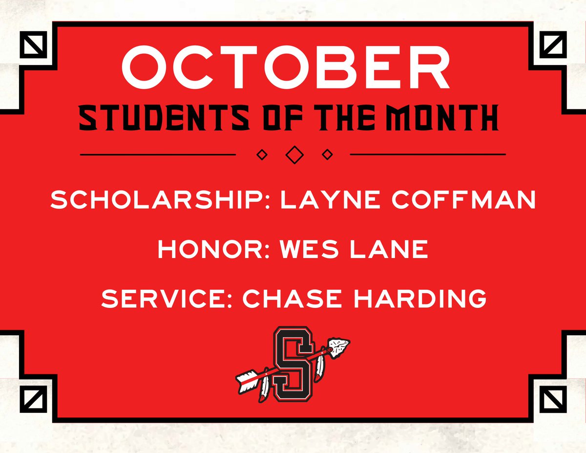 ⭐️ALL IN⭐️

Congratulations to our October Students of the Month! We see all of the hard work and dedication you put into representing Sissonville High School with scholarship, honor, and service. Keep up the fantastic work!