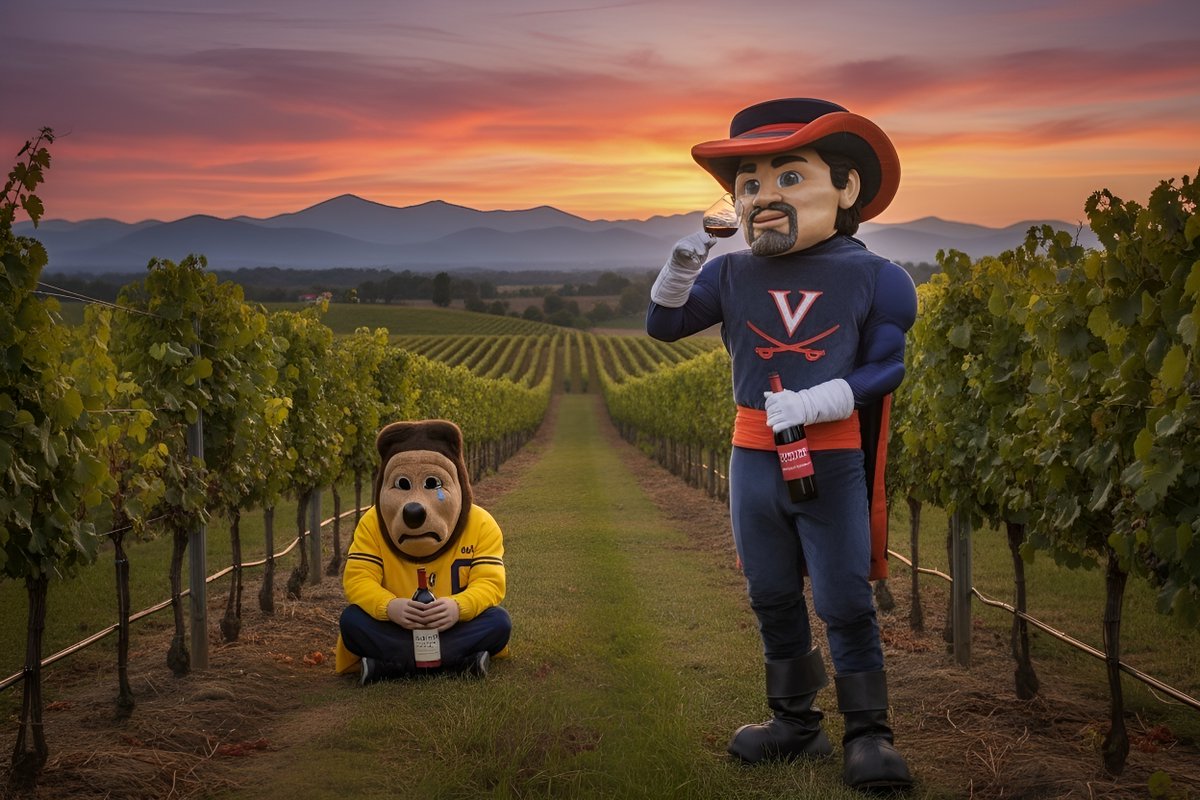 HugoOutsdtheBox's tweet image. @CalFootball fans think Napa is close enough to claim wine culture, but #HooVision has vineyards and the best wine in the USA, right next to our colonial-era stocks. The #Calgorithm can&apos;t tell a Cabernet from a #Commie Co-op vintage. @UVAFootball will bring a case; don&apos;t cry.