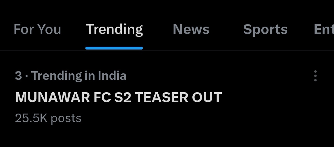 Trending in 3rd Position with 25.5k post 

MUNAWAR FC S2 TEASER OUT

#MunawarFaruqui #FirstCopySeason2