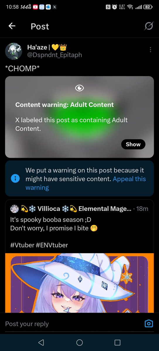 I-its just a mouth.... Is it because the quoted tweet was horny? Like... Wtf?