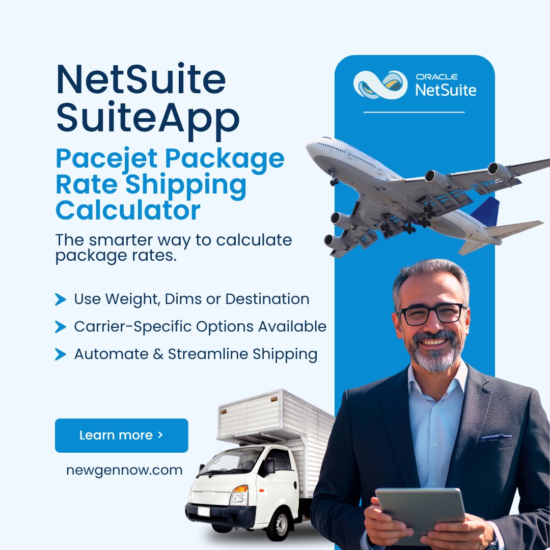 ConventionSuite's tweet image. Automate package rate calculations right from within NetSuite. Quote faster. Ship with confidence. Eliminate manual steps. newgennow.com
#netsuite #suiteapp #shippingautomation #logisticssoftware #pacejet #newgenbusinesssolutions #shippingcalculator #freightsolutions