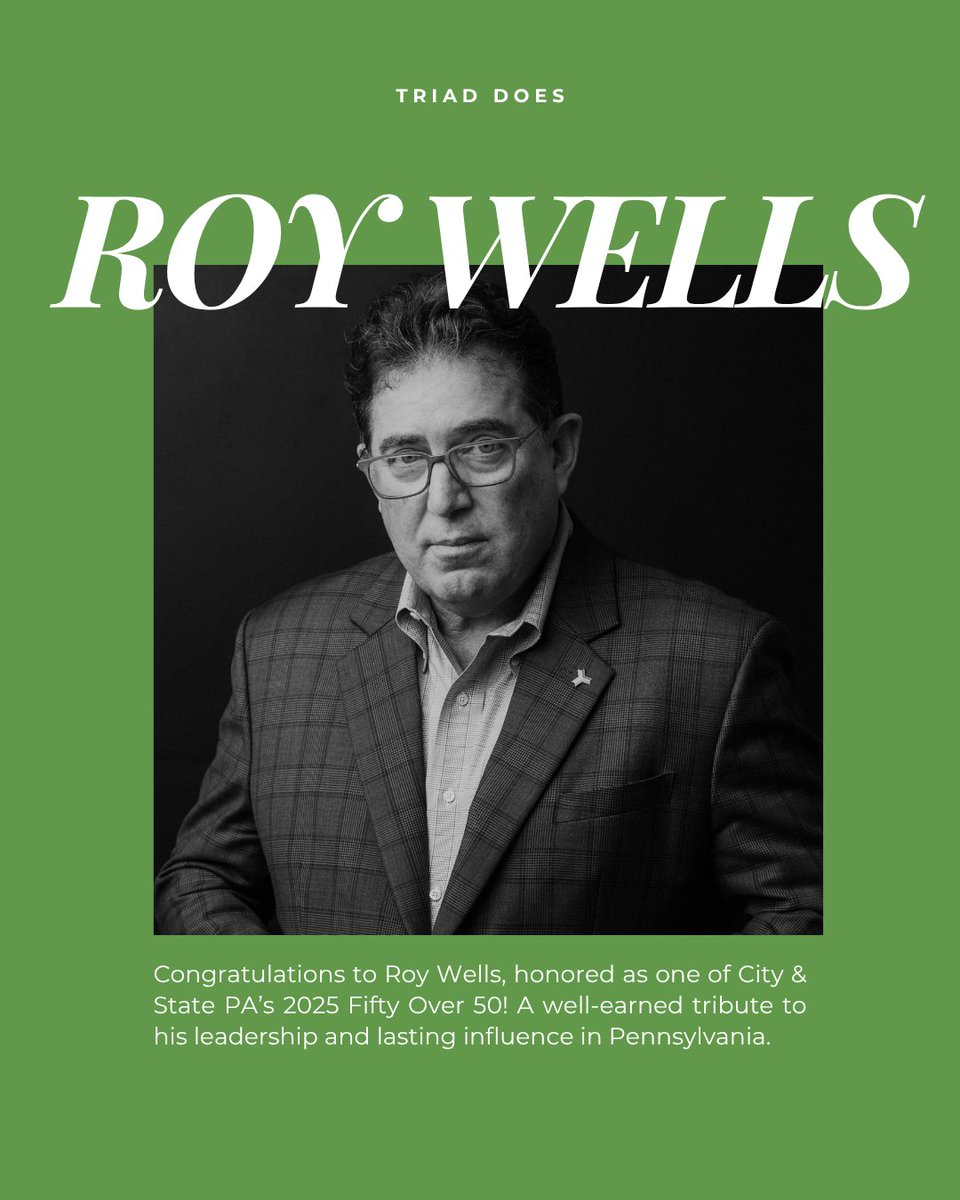 Congratulations <a href="/royjwells/">Roy Wells</a> on being included in <a href="/CityAndStatePA/">City & State PA</a>'s 2025 Fifty Over 50 list. A well-deserved honor! Cheers! #changemaker #teamtriad #leadership  

Congrats to all the honorees! cityandstatepa.com/power-lists/20…