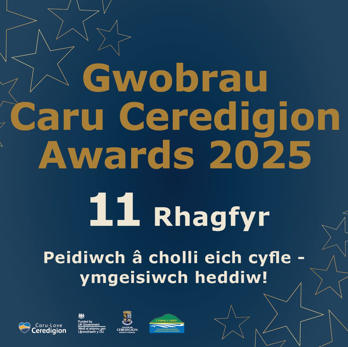 CSCeredigion's tweet image. 🎉 Dim ond wythnos i fynd i gofrestru ar gyfer Gwobrau Caru Ceredigion 2025!

🔗 Manylion llawn a meini prawf cofrestru: ceredigion.gov.uk/busnes/gwobrau…

📅 Dyddiad cau: 03 Tachwedd – cofrestrwch nawr!
#GwobrauCaruCeredigionAwards #GwobrauCaruCeredigionAwards2025