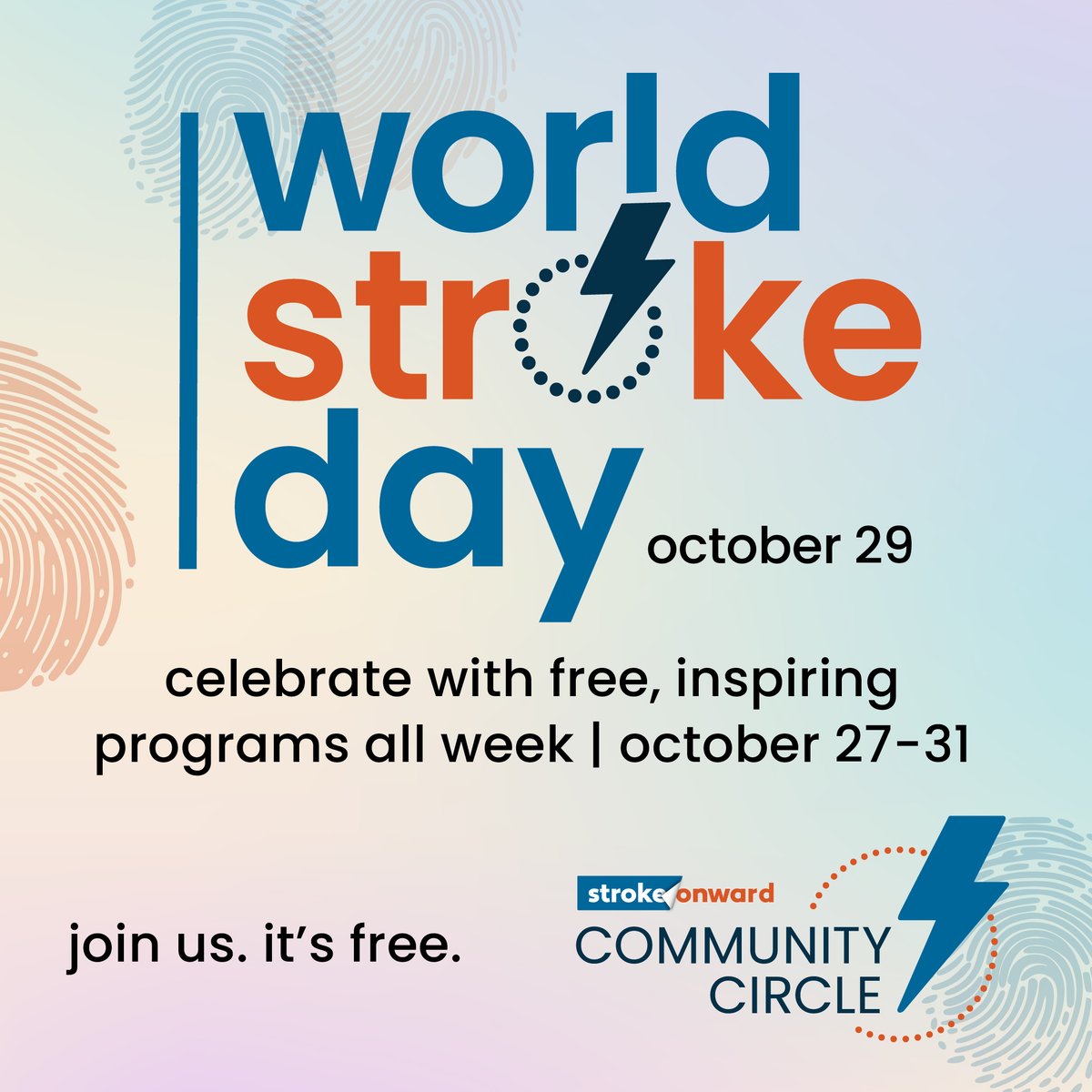 StrokeOnward's tweet photo. It’s here—World Stroke Day week on SOCC!
Join free, inspiring programs all week for survivors, carepartners, and professionals.
Come for the conversations, stay for the community.
🔗 https://t.co/Ak5zAaZvGN
#WorldStrokeDay #StrokeOnward #SOCC #StrokeRecovery #LifeAfterStroke https://t.co/WE2fQK3i9m