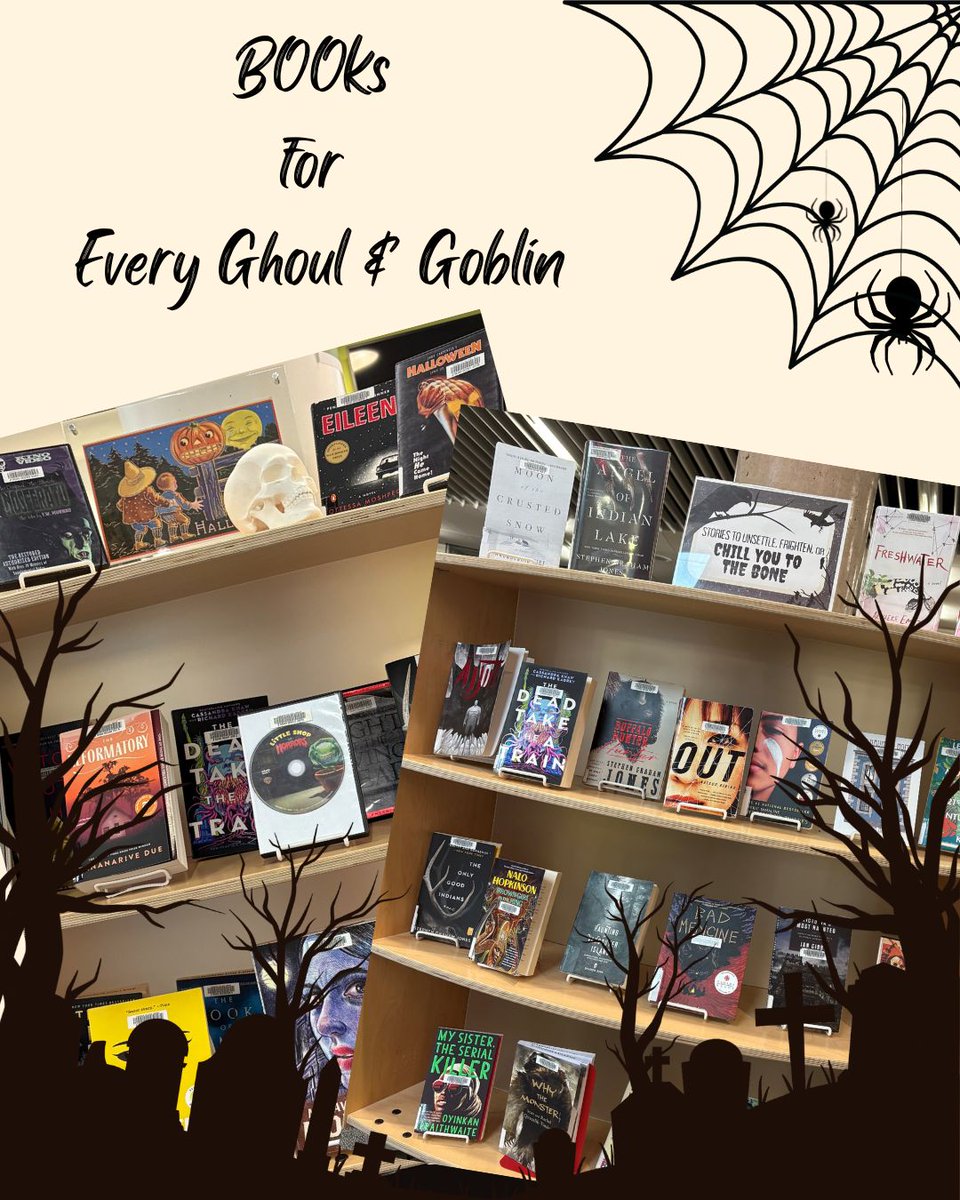 CamosunLibrary's tweet image. 🎃👻 Spooky season is here! Drop by our Lansdowne or Interurban campus libraries to check out our Halloween book displays — filled with eerie reads, creepy classics, and chilling new titles! 🍂📚

Come get into the spirit… if you dare! 🕸️💀