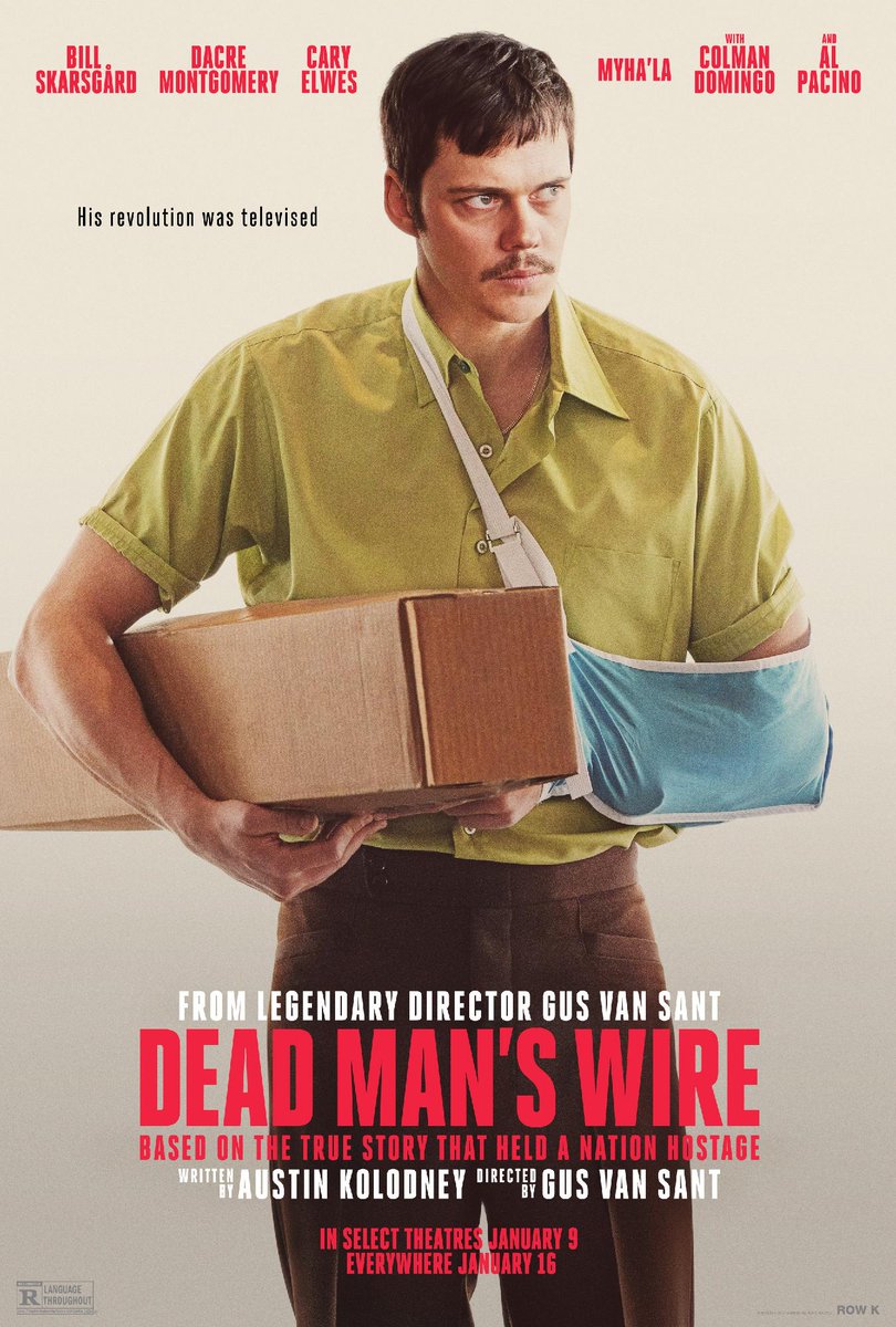 RottenTomatoes's tweet photo. Exclusive look at the debut poster for @RowKpresents #DeadMansWire (100%), starring Bill Skarsgård.

Gus Van Sant’s new film is in select theaters January 9 and everywhere January 16. https://t.co/nbKq0UdfZw