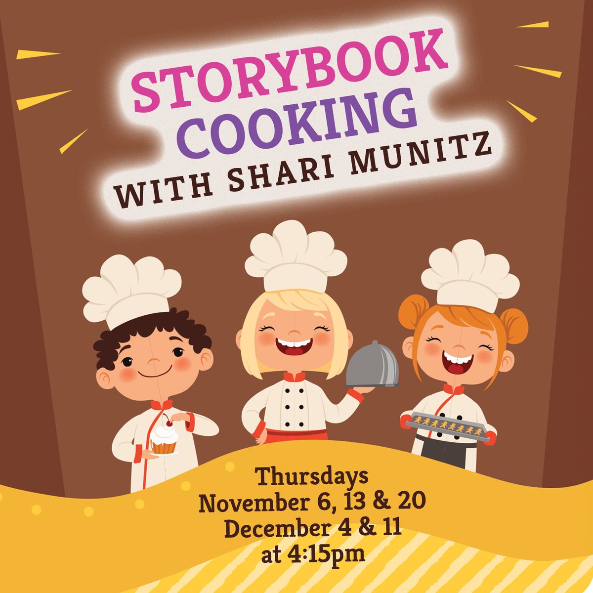 HenHudLibrary's tweet image. Let’s mix it up and join in some literary fun and creative cooking with Shari Munitz at the library! Visit our website for more information and to register for one, some, or all sessions!

#storybookcooking #cooking #sharimunitz #hhfl #librariesrock
