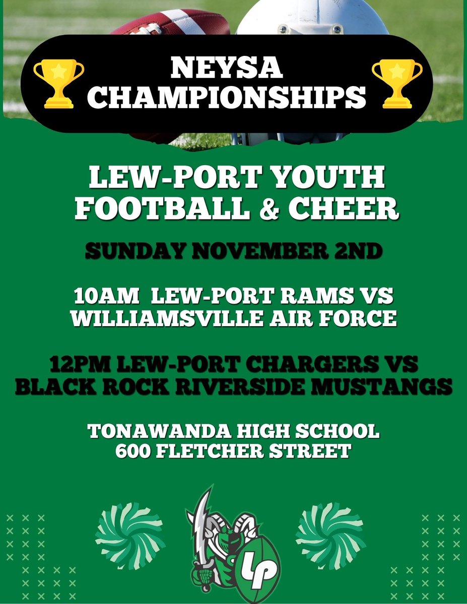 ghosthunter1973's tweet photo. Go check out these games on Sunday! @wny_football @LewPortFootball @wrestlelewport @LewPortCSD @LP_GreenMachine https://t.co/fCBkcQuDc4