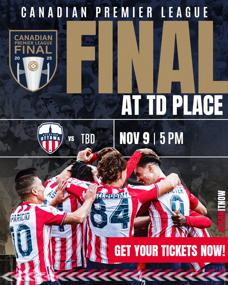 The stage is set. The Final. TD Place. Be there.

Bring the noise, bring the passion — CPL Final tickets are LIVE ‼️

🔗 Tickets: ticketmaster.ca/2025-cpl-final…

#EARNITNOW 🔴⚪️