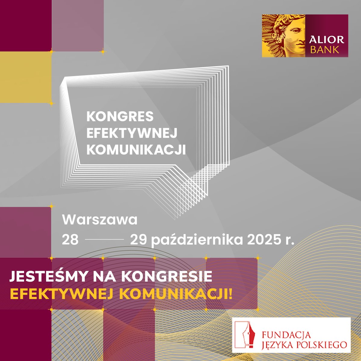 Przy wsparciu Alior Banku ruszył Kongres Efektywnej Komunikacji organizowany przez Fundację Języka Polskiego. Dziękujemy, że możemy być częścią wydarzenia, które promuje prosty język, dostępność i empatyczną komunikację.