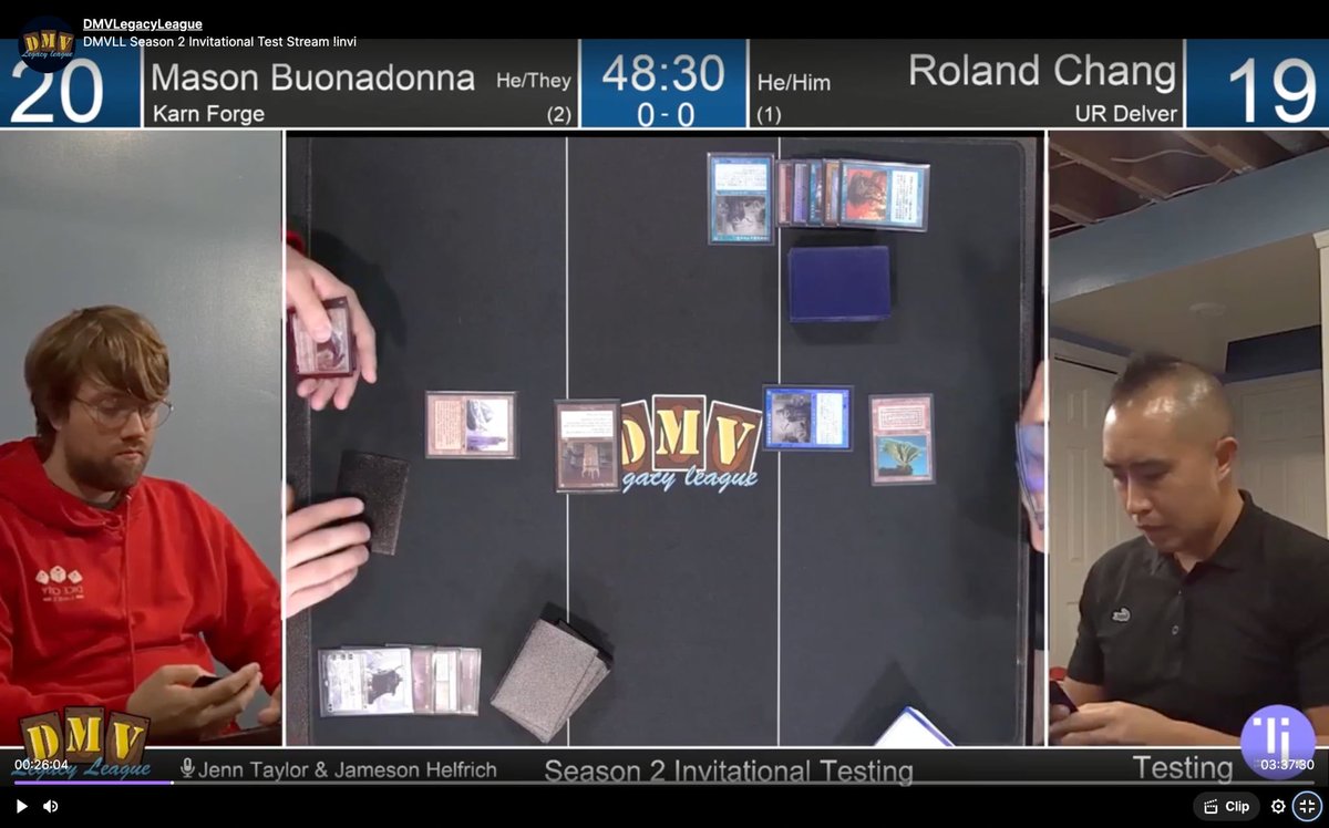 In case you missed it last night, <a href="/DMVLegacyLeague/">DMV Legacy League</a> streamed a live charity grudge match between DMV &amp; NYC!

DMV brought out their best to fight me for 3 rds vs <a href="/mshadaro/">Mason B</a>, <a href="/jkyu06/">Jarvis Yu</a>, &amp; <a href="/Dunlink83/">Paul Lynch</a>. I won w/ Cori-Steel Delver! 😈

GGs &amp; cya in 2 weeks at the DMV Classic &amp;