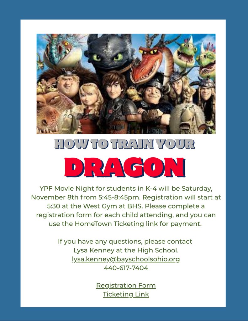 Looking for a Date Night? Want to do some holiday shopping? Register your K-4 student for Movie Night on Sat., Nov. 8, presented by BHS' YPF Club. Please see flyer for more info. Link to the permission form: bit.ly/4ozUMKd