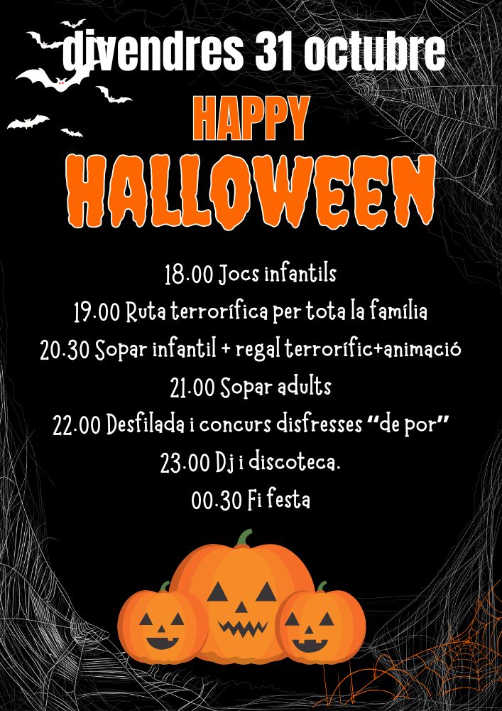 🧟🎃 S’acosta la nit més divertidament terrorífica 😱👹 

🧟‍♀️🕸️Vine al club a gaudir del Happy Halloween🕯️‼️