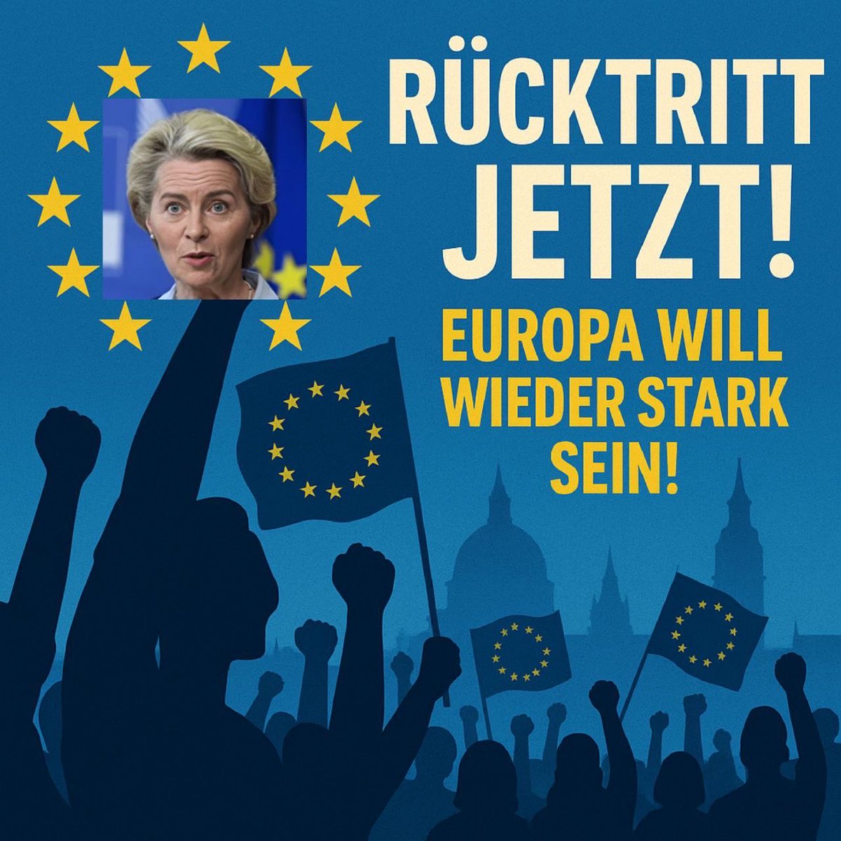 ⚠️Eine neue Umfrage in den fünf größten EU-Ländern zeigt, was viele schon lange spüren:
Sechs von zehn Europäerinnen und Europäern fordern den Rücktritt von Ursula von der Leyen!‼️

👉Drei Viertel sind überzeugt, dass sie die Interessen Europas nicht ausreichend verteidigt hat.